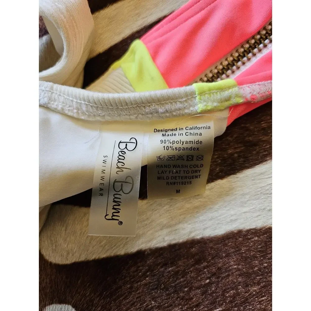 Beach Bunny Endless Summer Cheeky Zipper Bikini Bottoms Neon Sz M - Picture 5 of 5